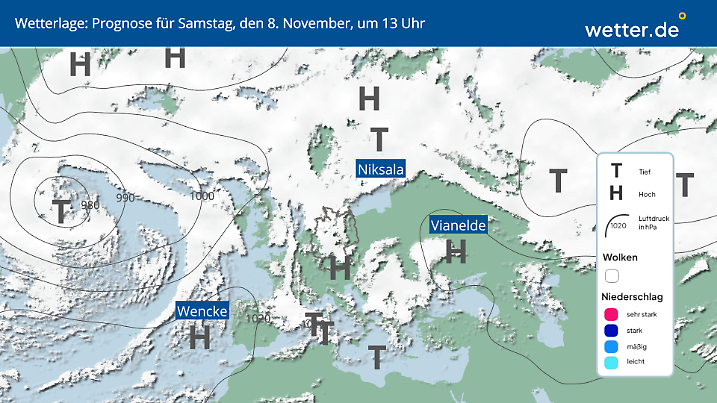 Um Deutschland herum gibt es viel Sonne.