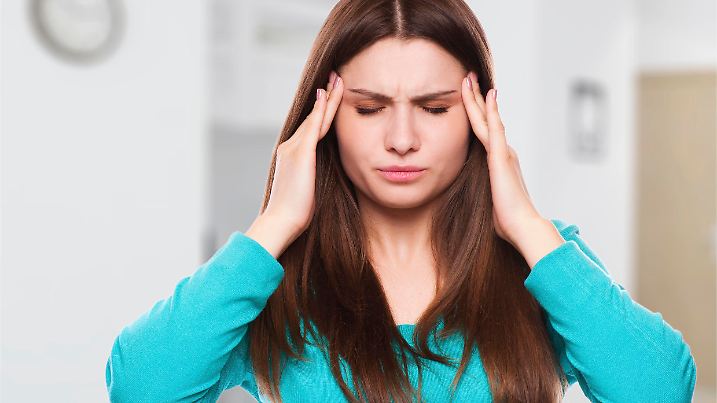 woman with headache, migraine, stress, insomnia, hangover