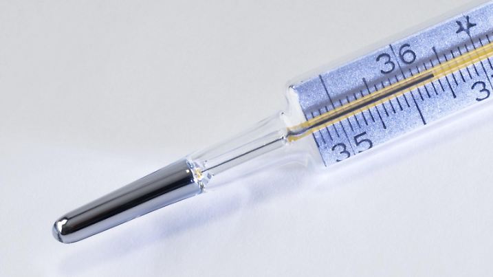 DEU, 2009: Quecksilberthermometer Freisteller. [en] Mercury-in-glass thermometer, studio picture. | DEU, 2009: Mercury-in-glass thermometer, studio picture. |