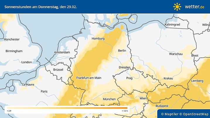 Besonders im Westen gibt es viel Sonneschein.