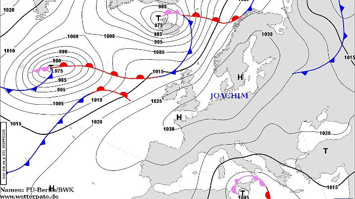 Bodendruckkarte Mitteleuropa 12. März 2016
