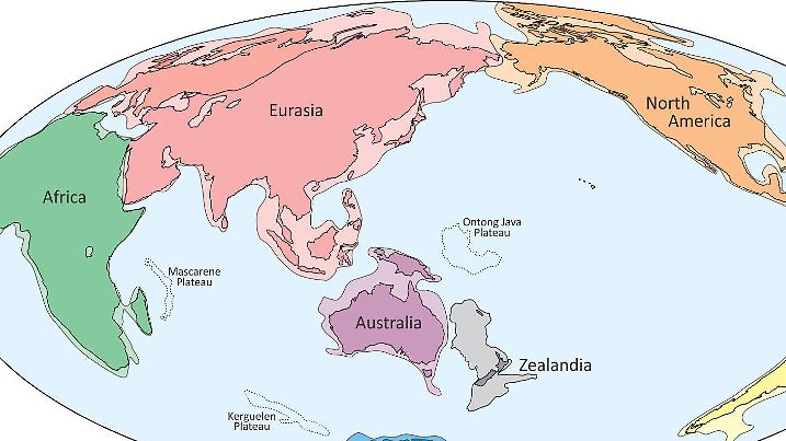 An illustration provided to Reuters February 18, 2017 shows what geologists are calling Zealandia (C), a continent two-thirds the size of Australia lurking beneath the waves in the southwest Pacific.     Nick Mortimer/GNS Science Research Institute/Handout via REUTERS   ATTENTION EDITORS - THIS IMAGE WAS PROVIDED BY A THIRD PARTY. EDITORIAL USE ONLY.  NO RESALES. NO ARCHIVE.