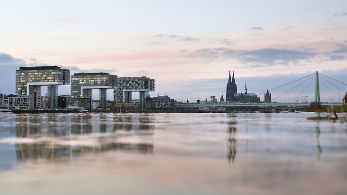 Der Rhein bei Hochwasser, aufgenommen von den Poller Wiesen mit Blick auf Altstadt und Dom. Köln, 12.02.2016 Foto:xC.xHardtx/xFuturexImagethe Rhine at Floods Date from the Bollard Meadows with Glance on Old Town and Dom Cologne 12 02 2016 Photo XC xHardtx xFuturexImage