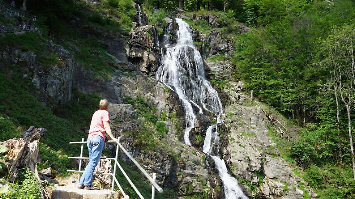 Hauptfall des Todtnauer Wasserfalls, Todtnauberger Wasserfall, Hangloch-Wasserfall, Suedschwarzwald, Hochschwarzwald, Baden-Wuerttemberg, Deutschland, Europe | Verwendung weltweit